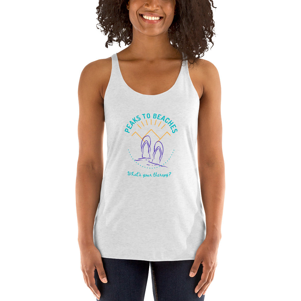 Peaks To Beaches Multi-Color Graphic on a Women&#39;s Racerback Tank - Peaks to Beaches Co Apparel