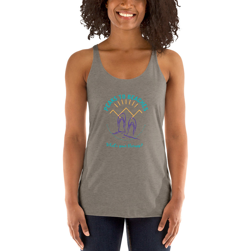 Peaks To Beaches Multi-Color Graphic on a Women's Racerback Tank - Peaks to Beaches Co Apparel