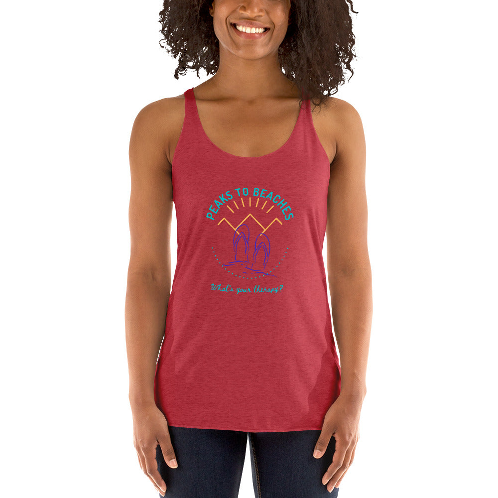 Peaks To Beaches Multi-Color Graphic on a Women's Racerback Tank - Peaks to Beaches Co Apparel